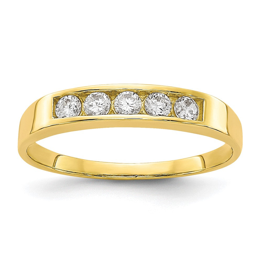 10k Polished 5-Stone CZ Size 3 Channel Ring