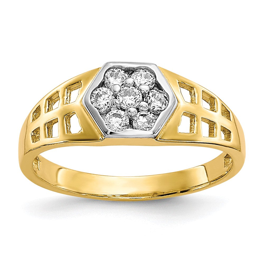 10k CZ Hexagon Size 3 Ring