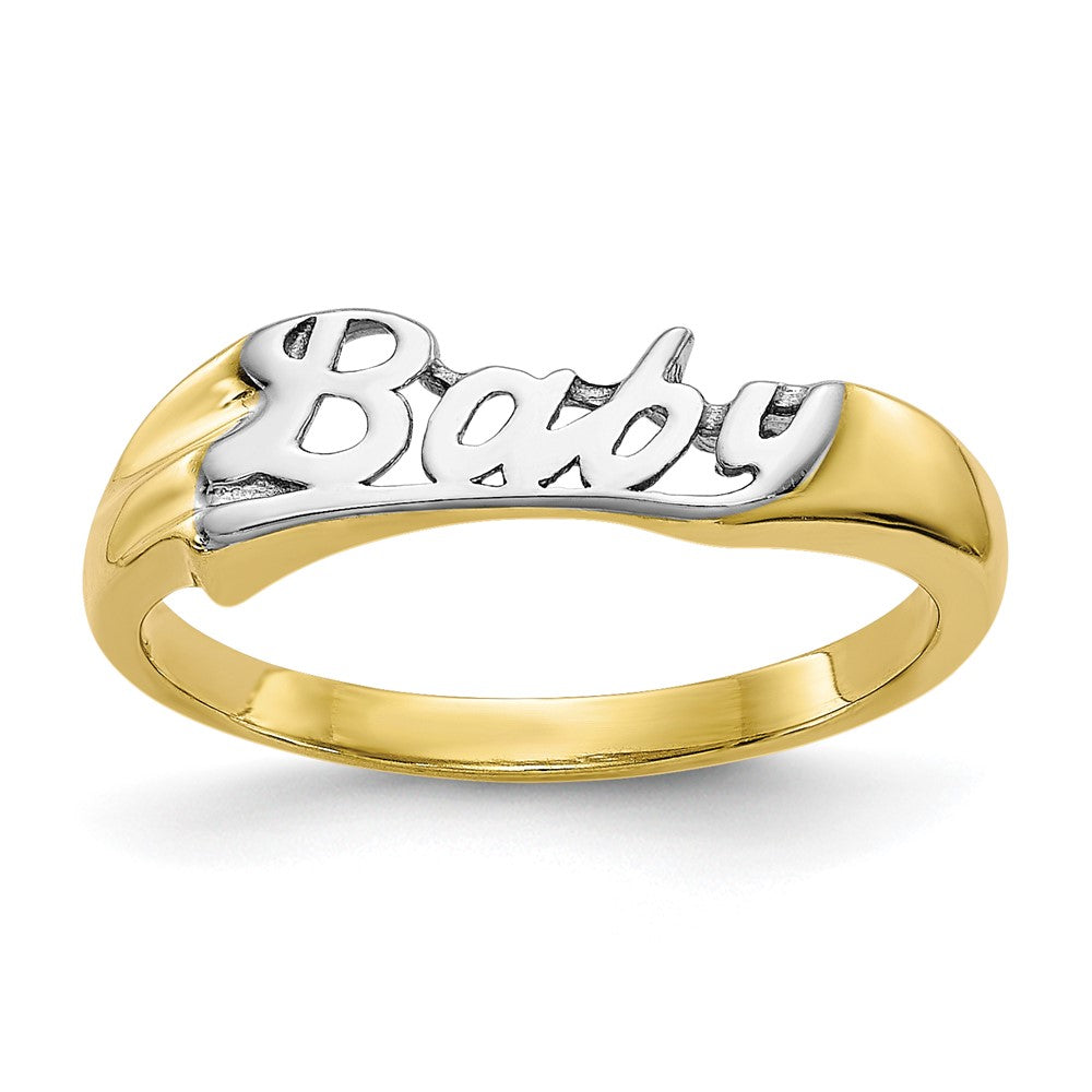 10K and White Rhodium BABY Size 3 Ring