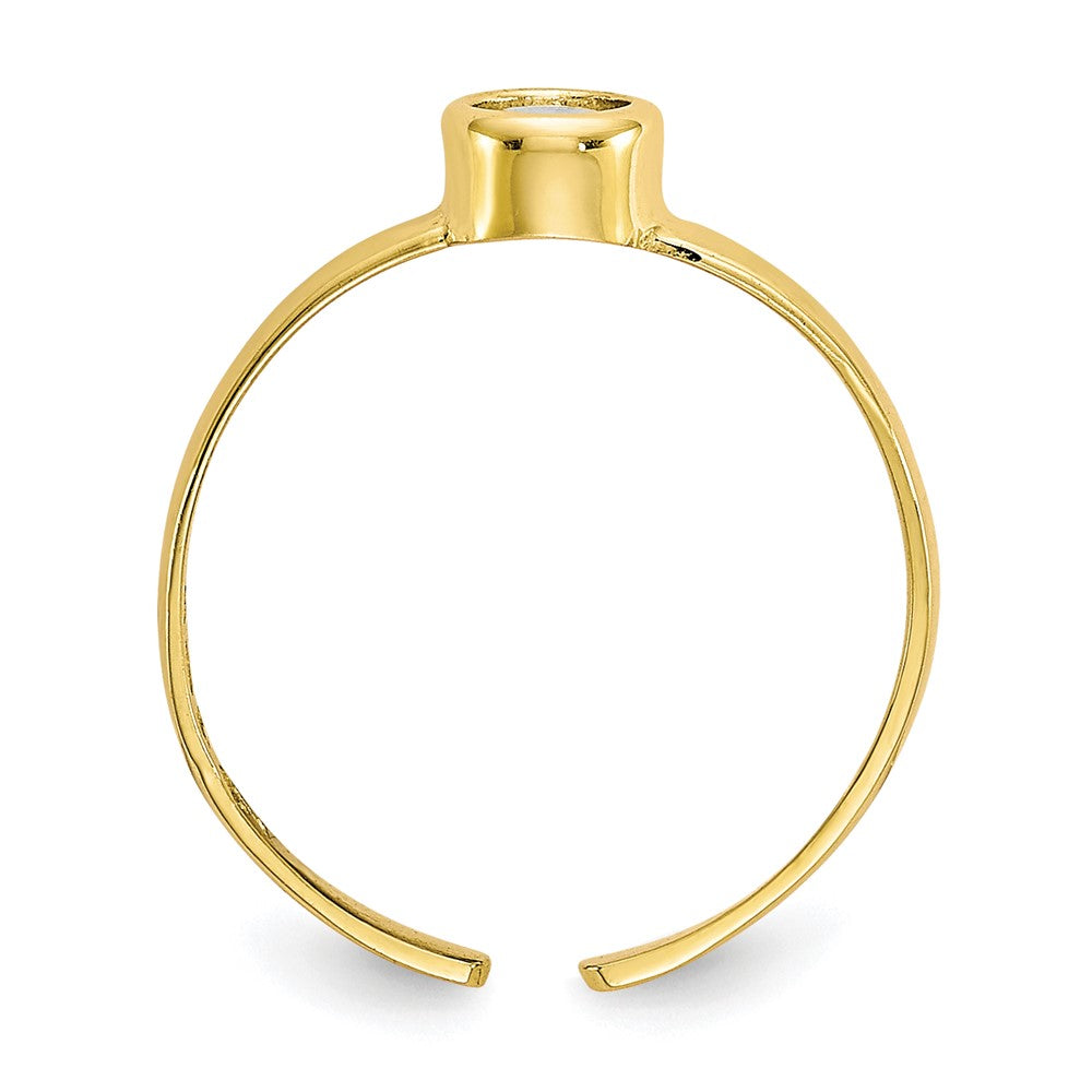 10k Bezel-set Round Clear CZ Toe Ring