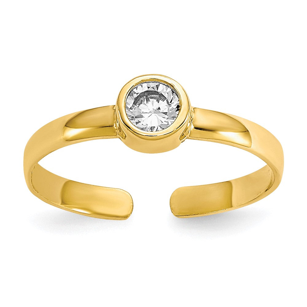 10k Bezel-set Round Clear CZ Toe Ring
