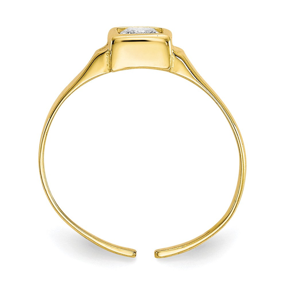 10k Bezel-set Square Clear CZ Toe Ring