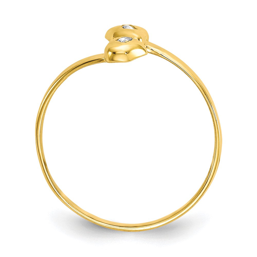 10k Bezel-set Clear CZ Bypass Toe Ring
