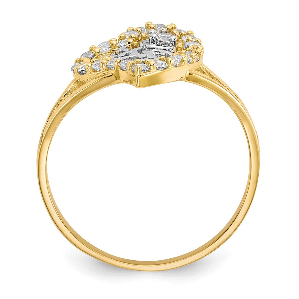 10K and White Rhodium I Heart YOU CZ Heart Ring