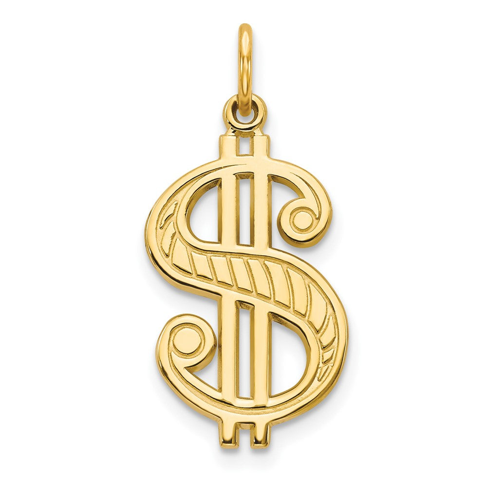 10k Solid Polished Dollar Sign Charm