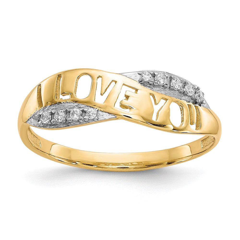 10K and White Rhodium CZ I LOVE YOU Ring