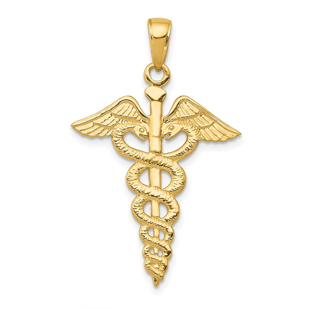 10k Large Caduceus Pendant