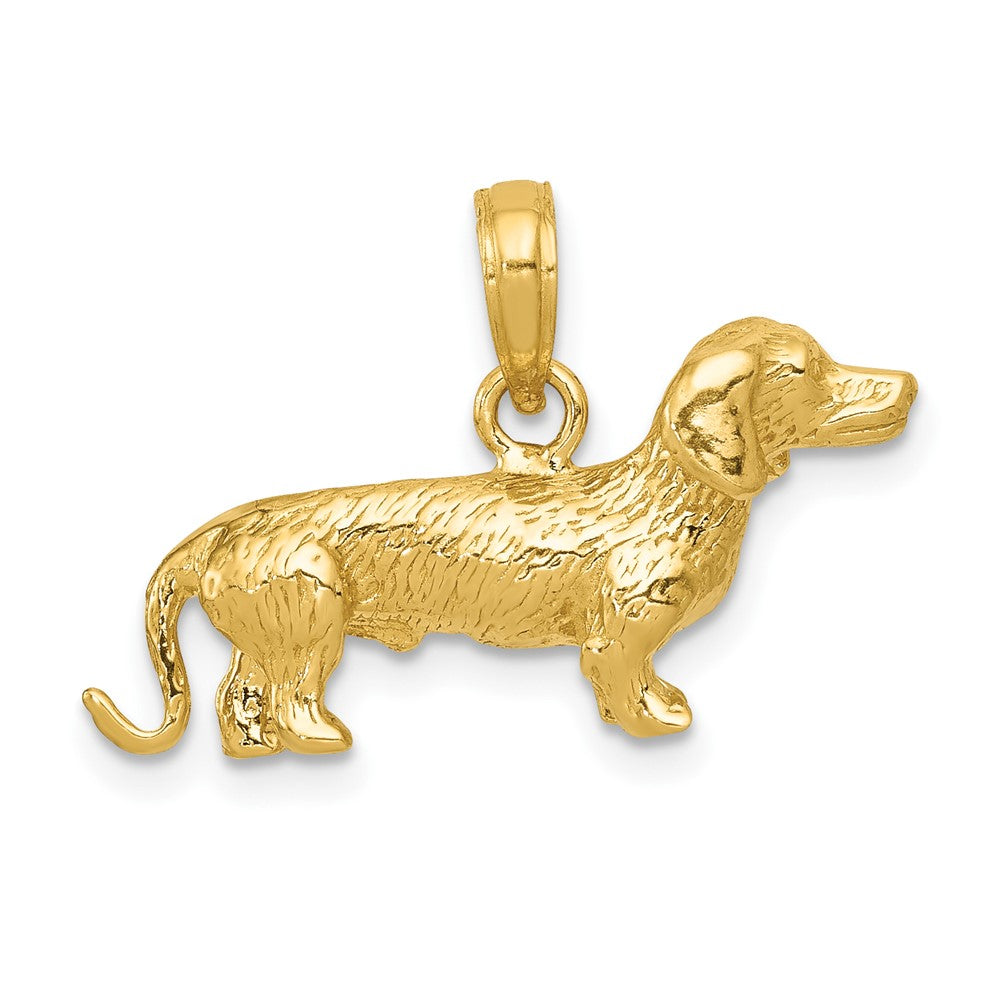 10k Solid Polished 3-D Wire-Haired Dachshund Dog Charm