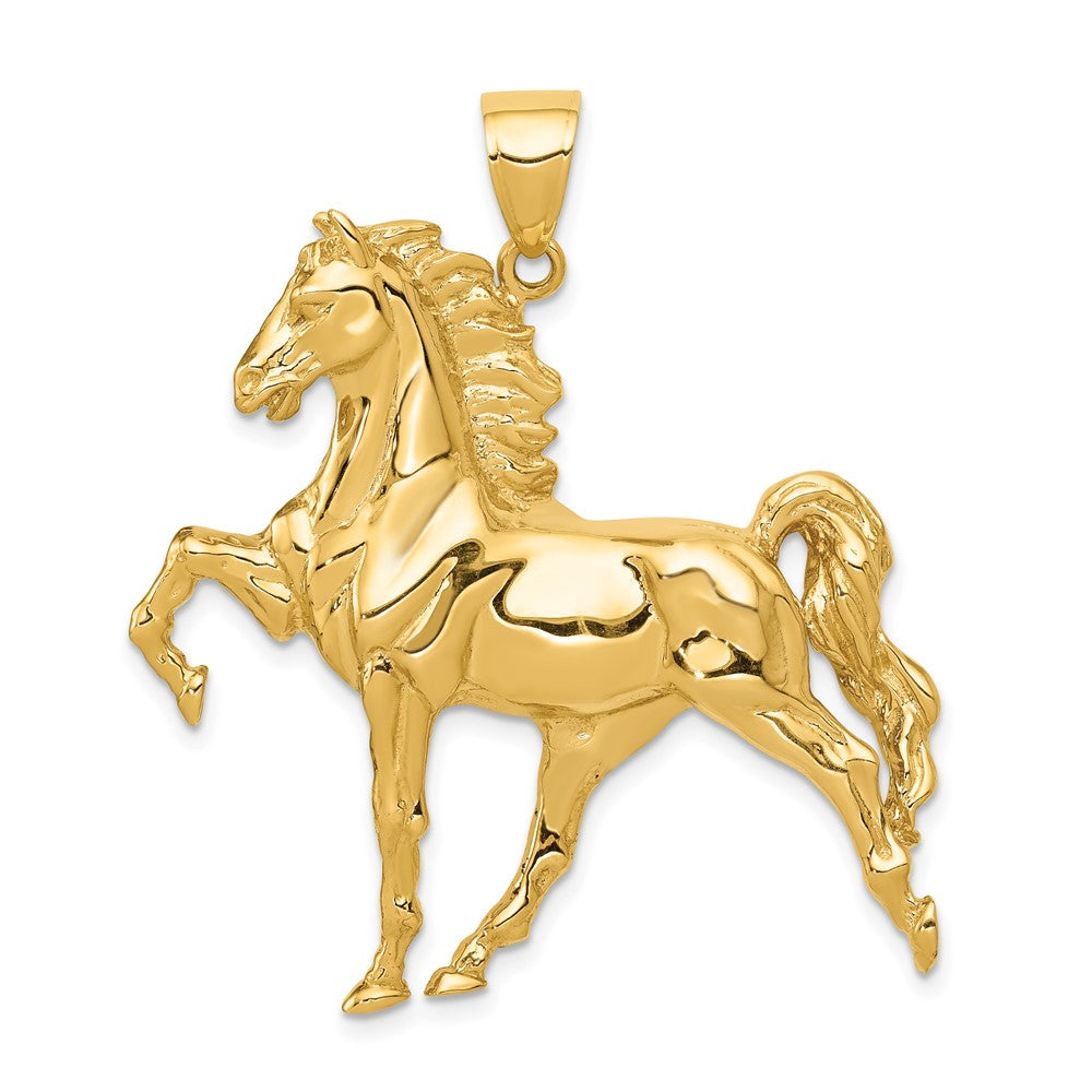 10k Large Solid Polished Open-Backed Horse Pendant