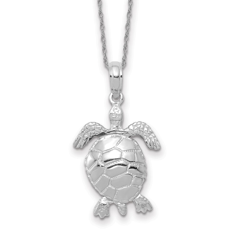 10k White Gold 3-D Moveable Turtle Necklace