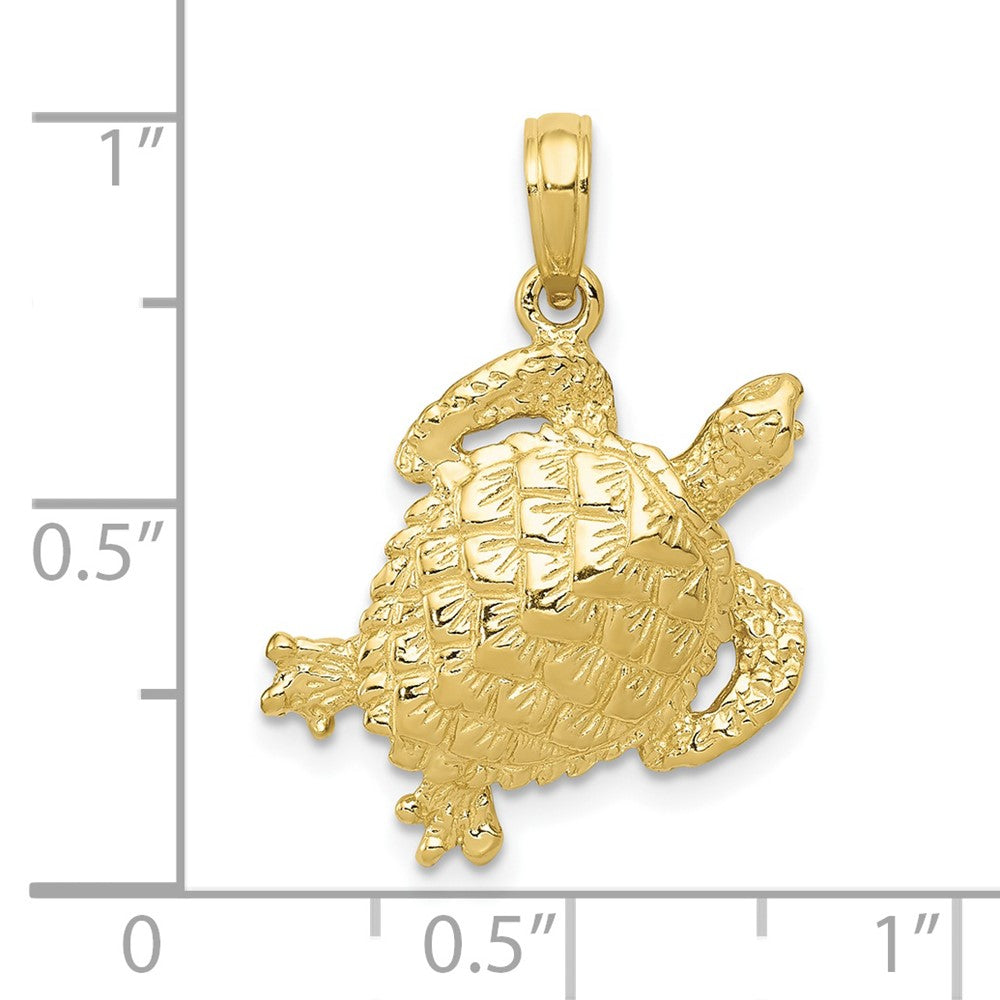 10k Solid Polished Open-Backed Turtle Necklace