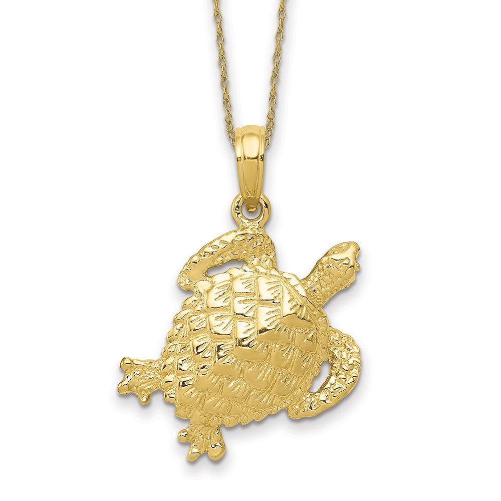 10k Solid Polished Open-Backed Turtle Necklace