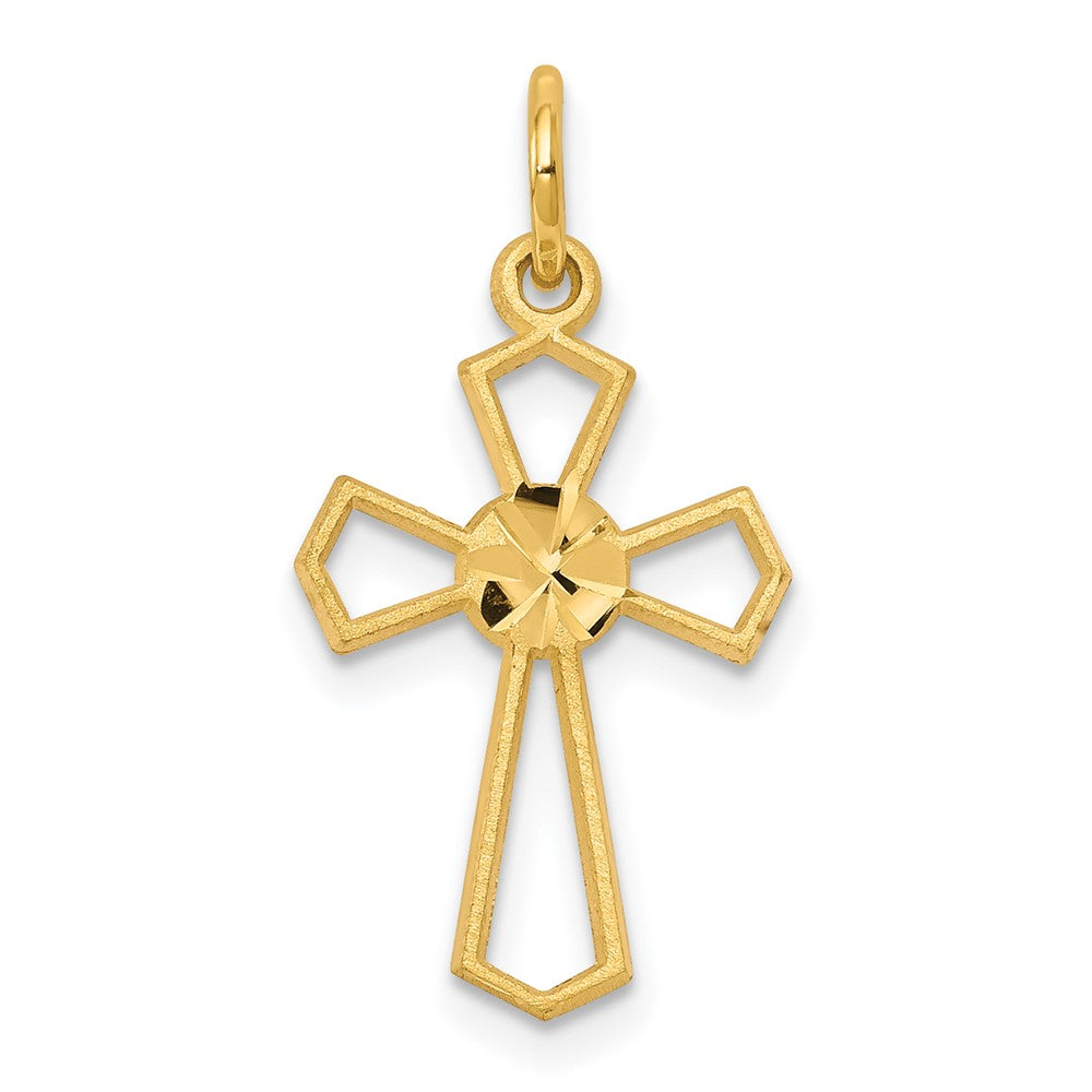 10k Diamond-cut Cross Charm