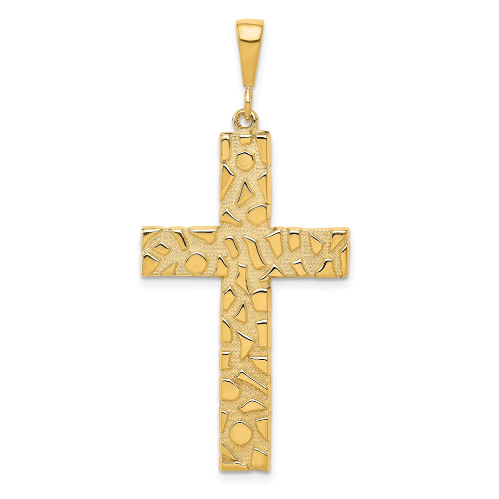 10k Polished Nugget Cross Pendant