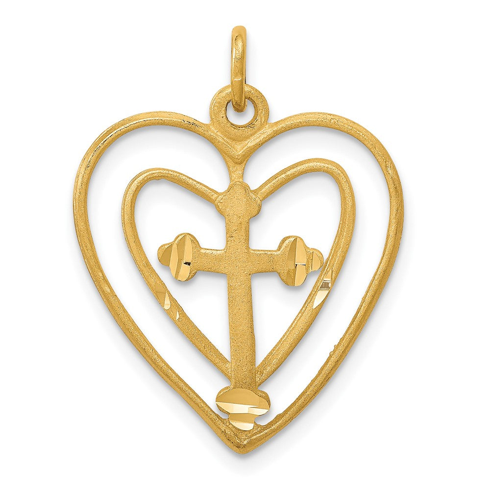 10k CROSS IN HEART CHARM