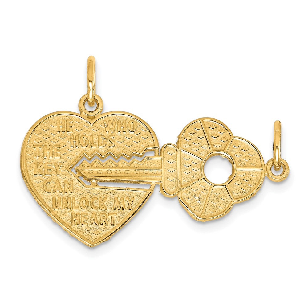 10K Heart and Key Break-apart Charm