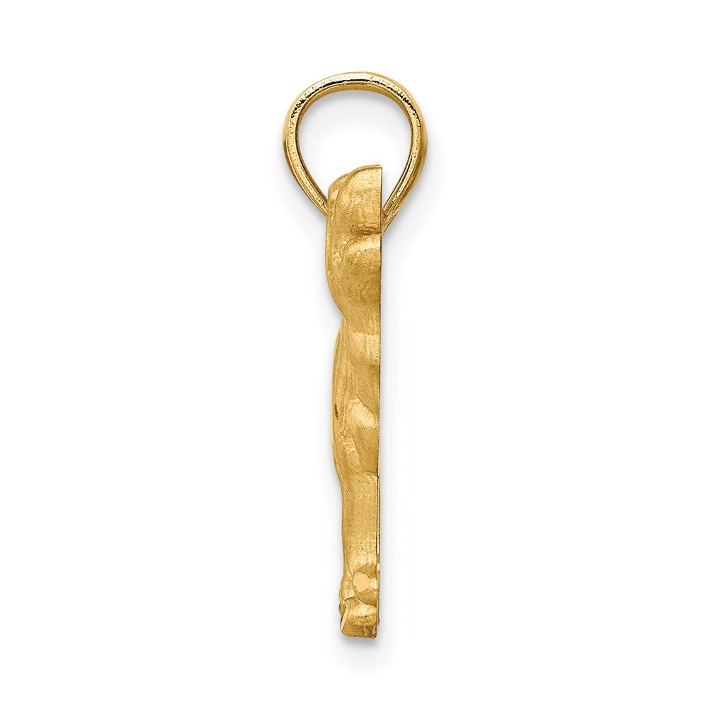 10K Satin Diamond-cut Labrador Retriever Dog Pendant
