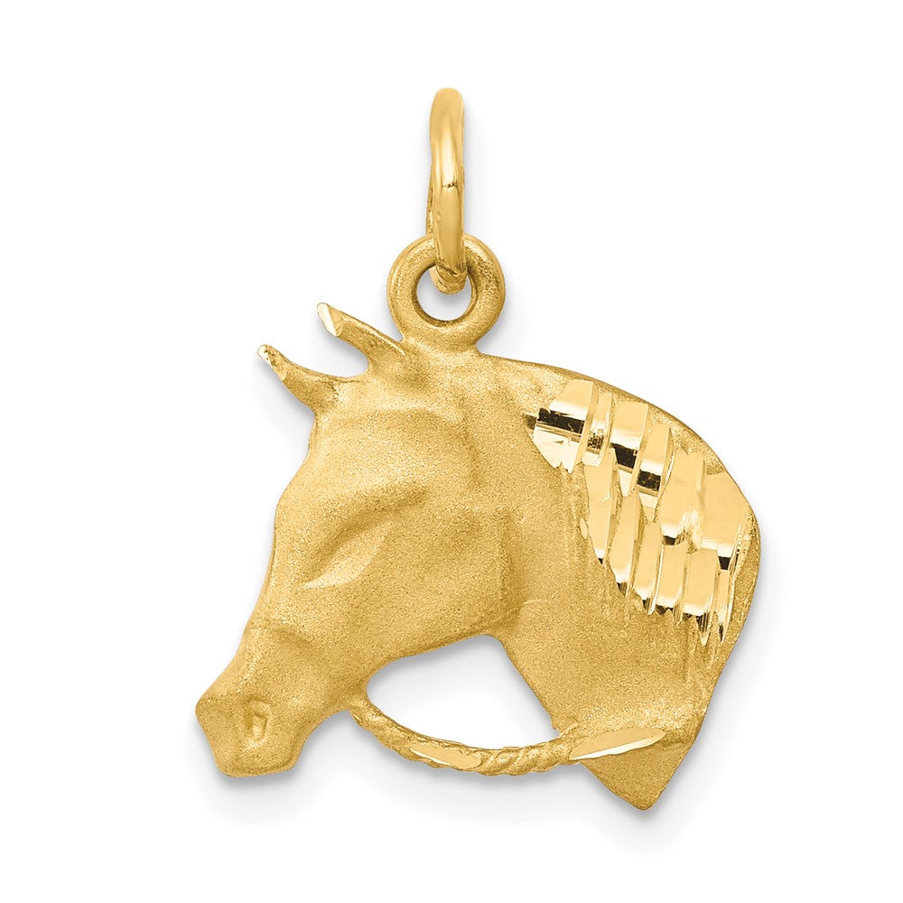 10k Solid Satin Horsehead with Reins Charm