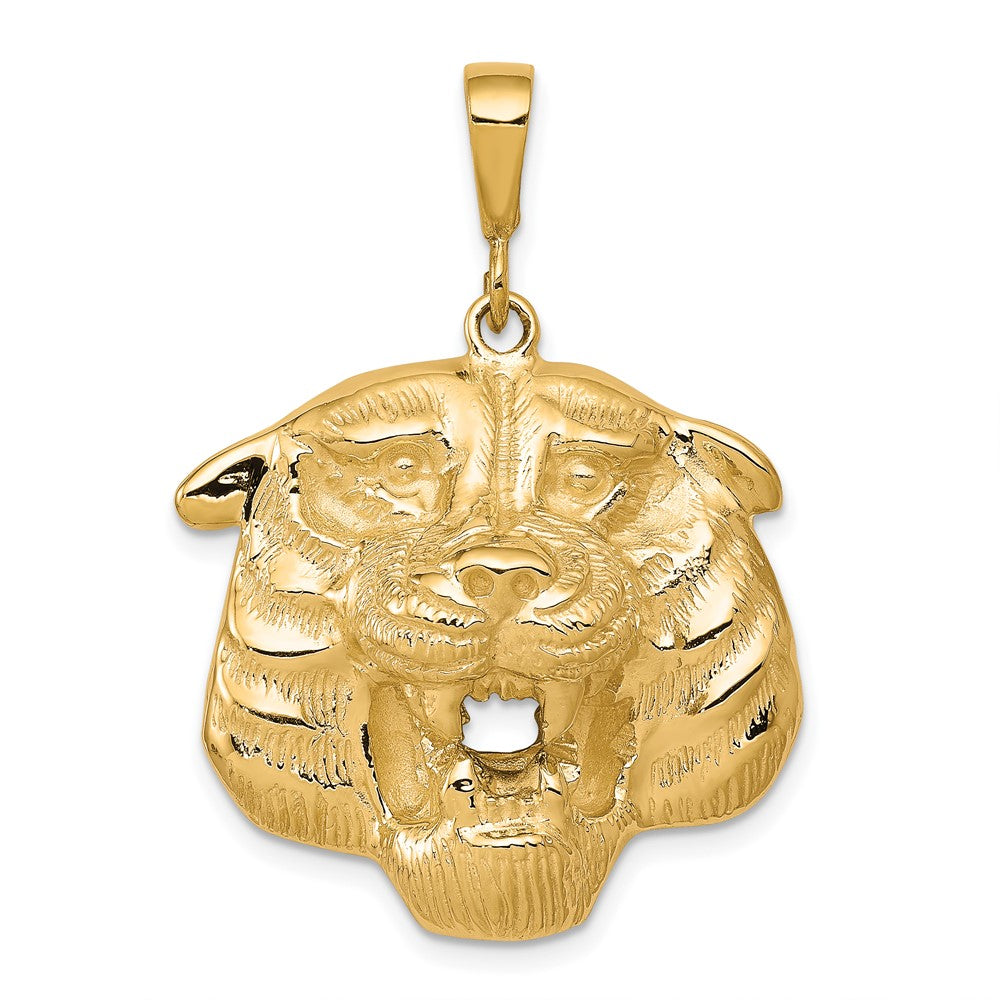 10K Solid Polished Tiger Head Charm