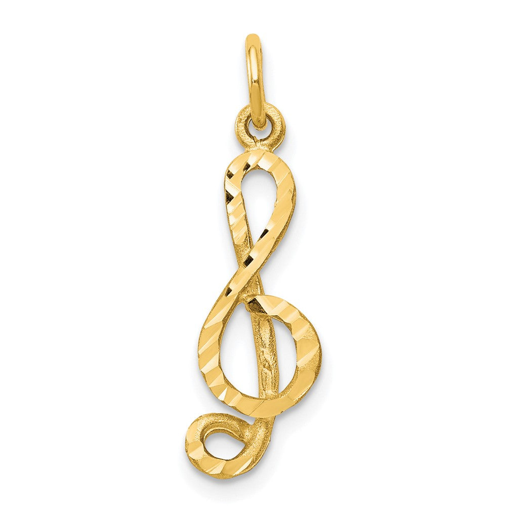 10k Medium Solid Treble Clef Charm