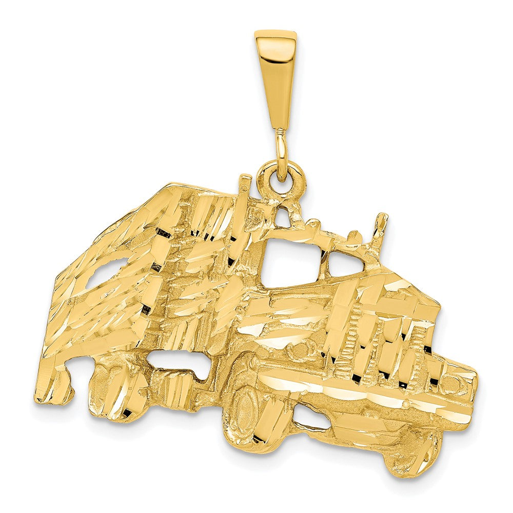 10k Solid Diamond-cut Semi with Trailer Charm