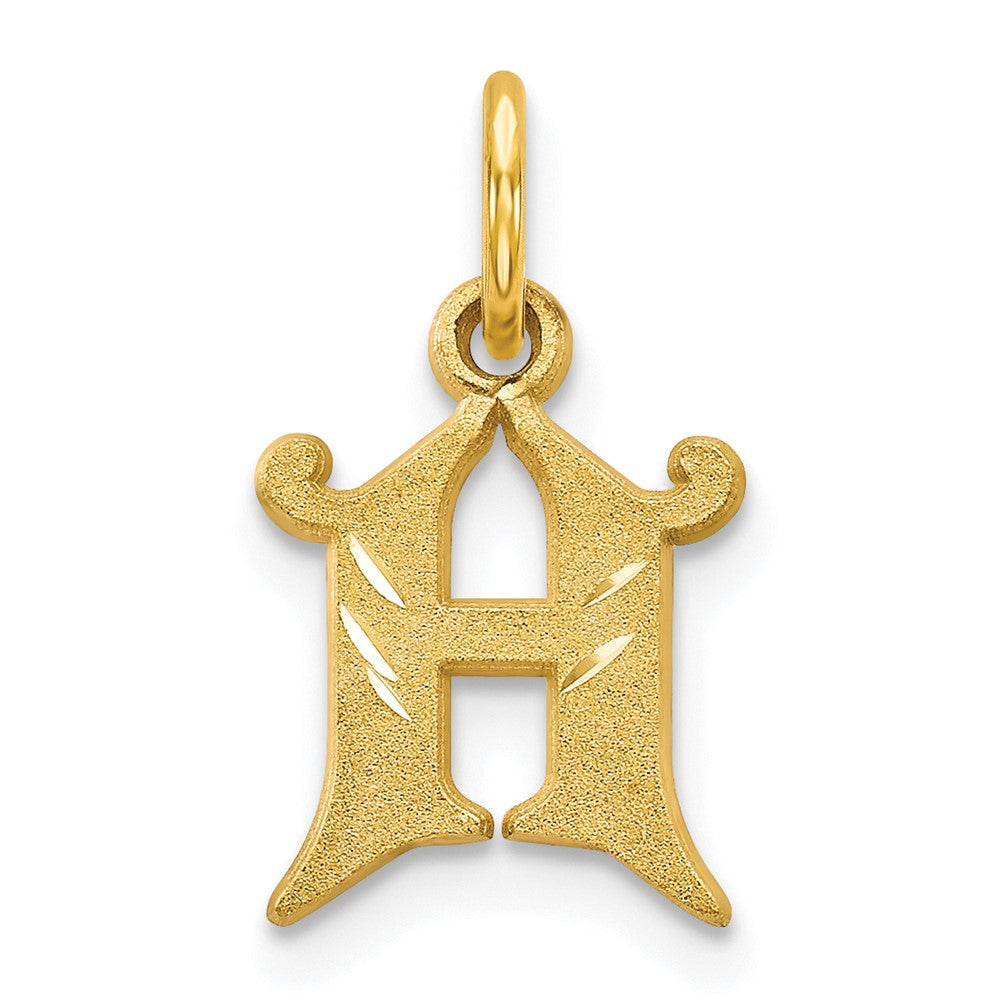 10k Small Diamond-cut Initial H Charm