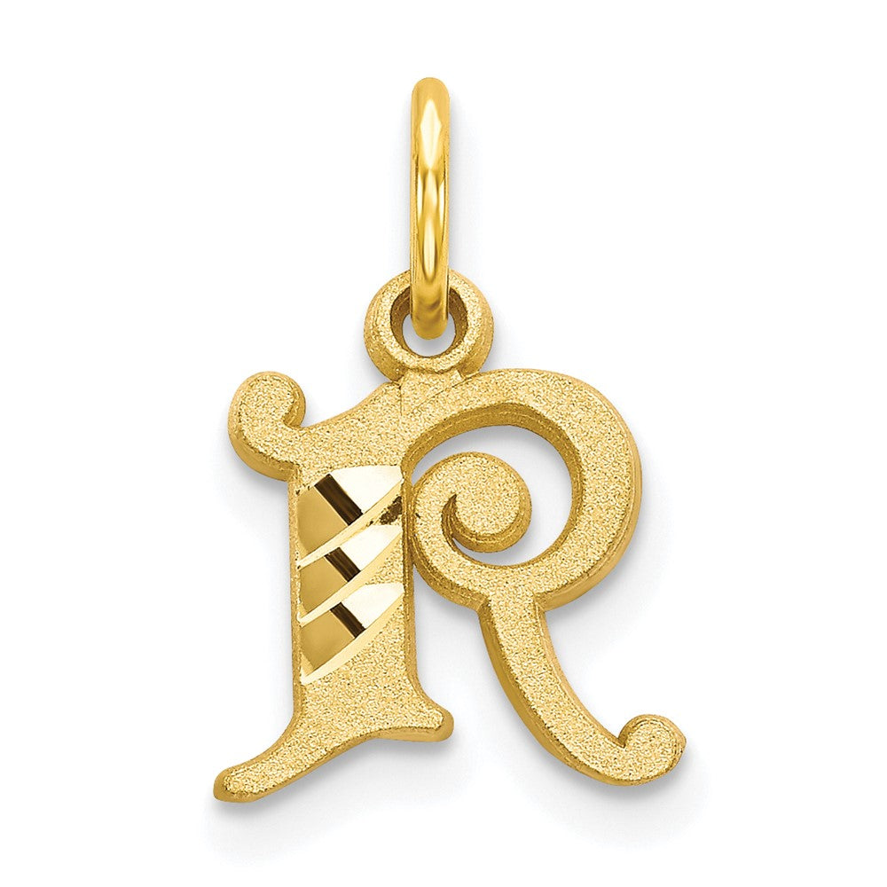 10k Small Diamond-cut Initial R Charm