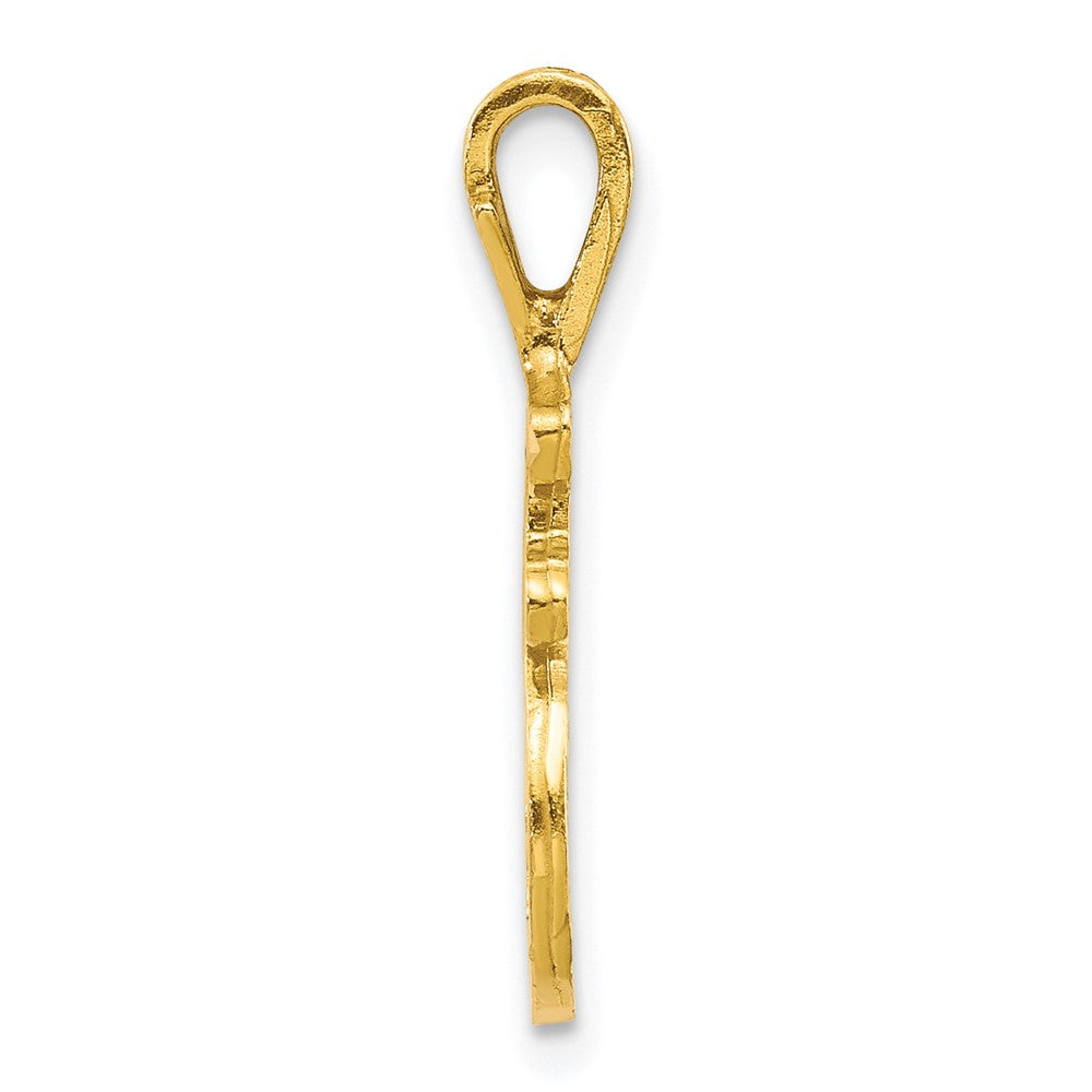 10k Satin Diamond-cut Initial F Pendant