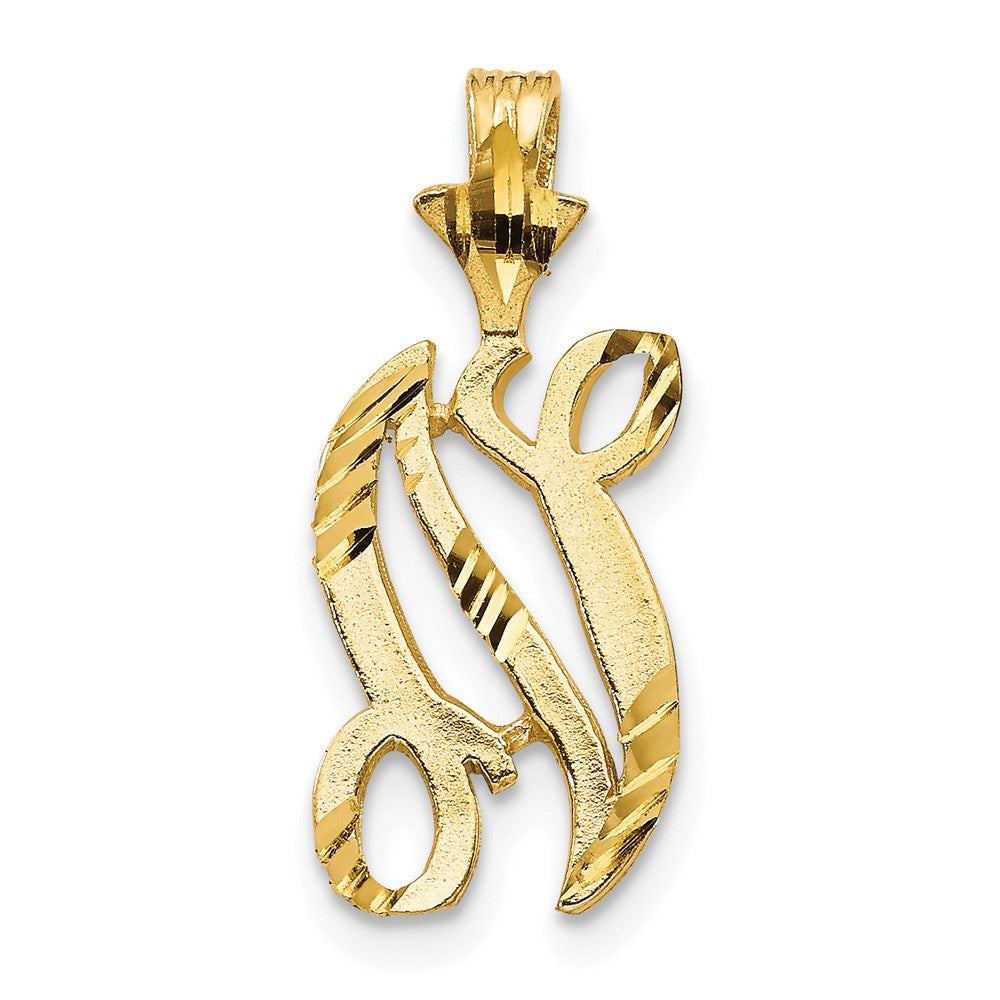 10k Satin Diamond-cut Initial N Pendant