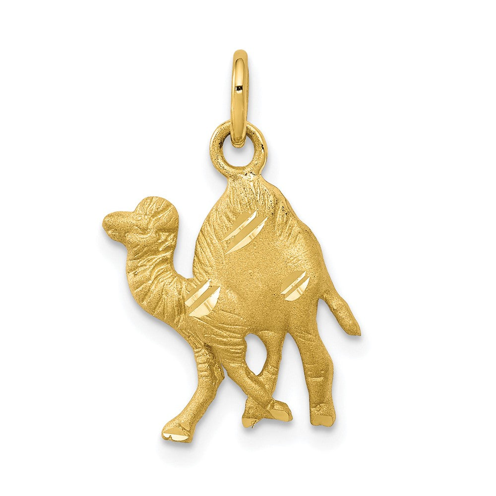 10k Satin Diamond-cut Camel Charm