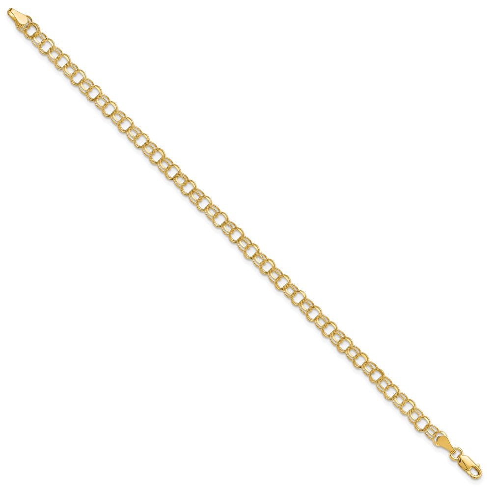 10k Solid Diamond-cut Double Link Charm Bracelet