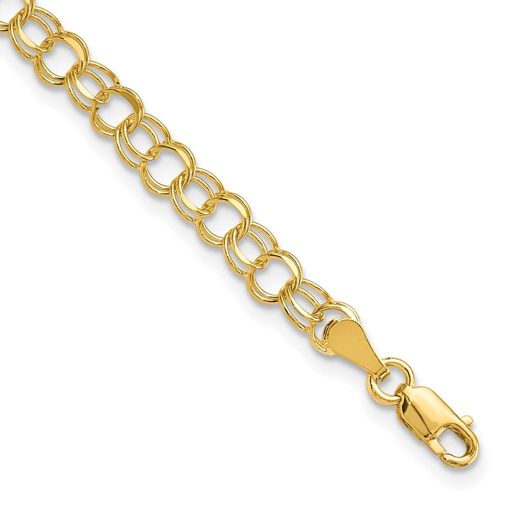 10k Solid Diamond-cut Double Link Charm Bracelet