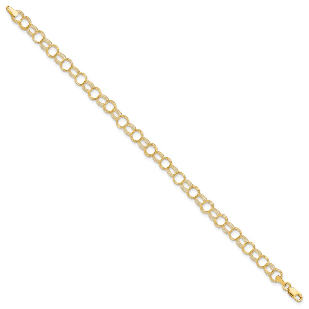10k Solid Triple Link Charm Bracelet