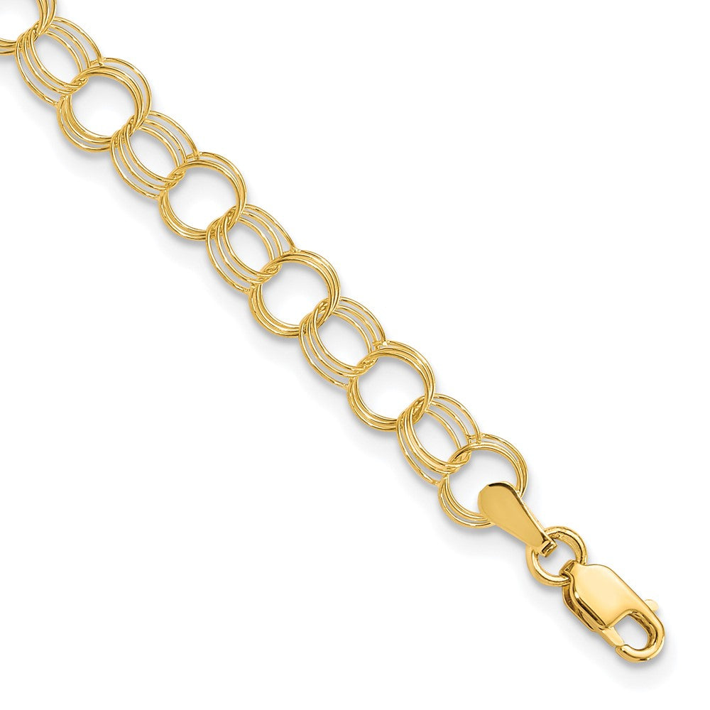 10k Solid Triple Link Charm Bracelet