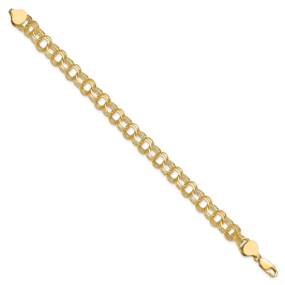 10k Solid Diamond-cut Triple Link Charm Bracelet