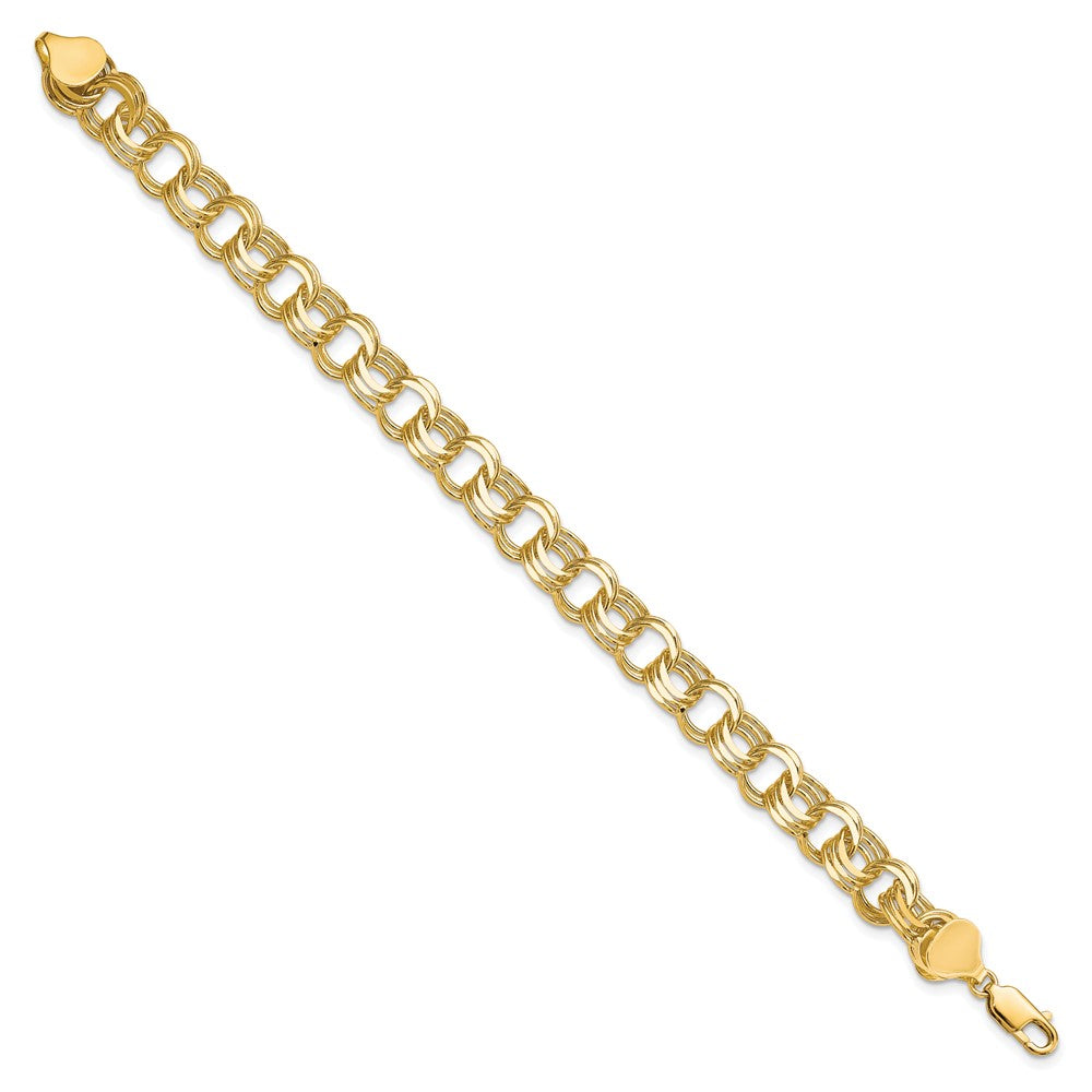 10k Solid Diamond-cut Triple Link Charm Bracelet