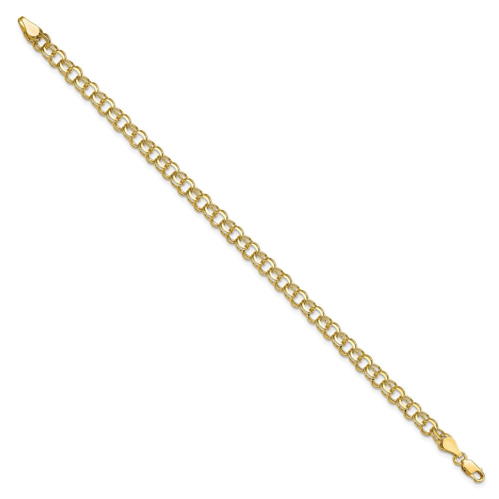 10k Solid Diamond-cut Double Link Charm Bracelet