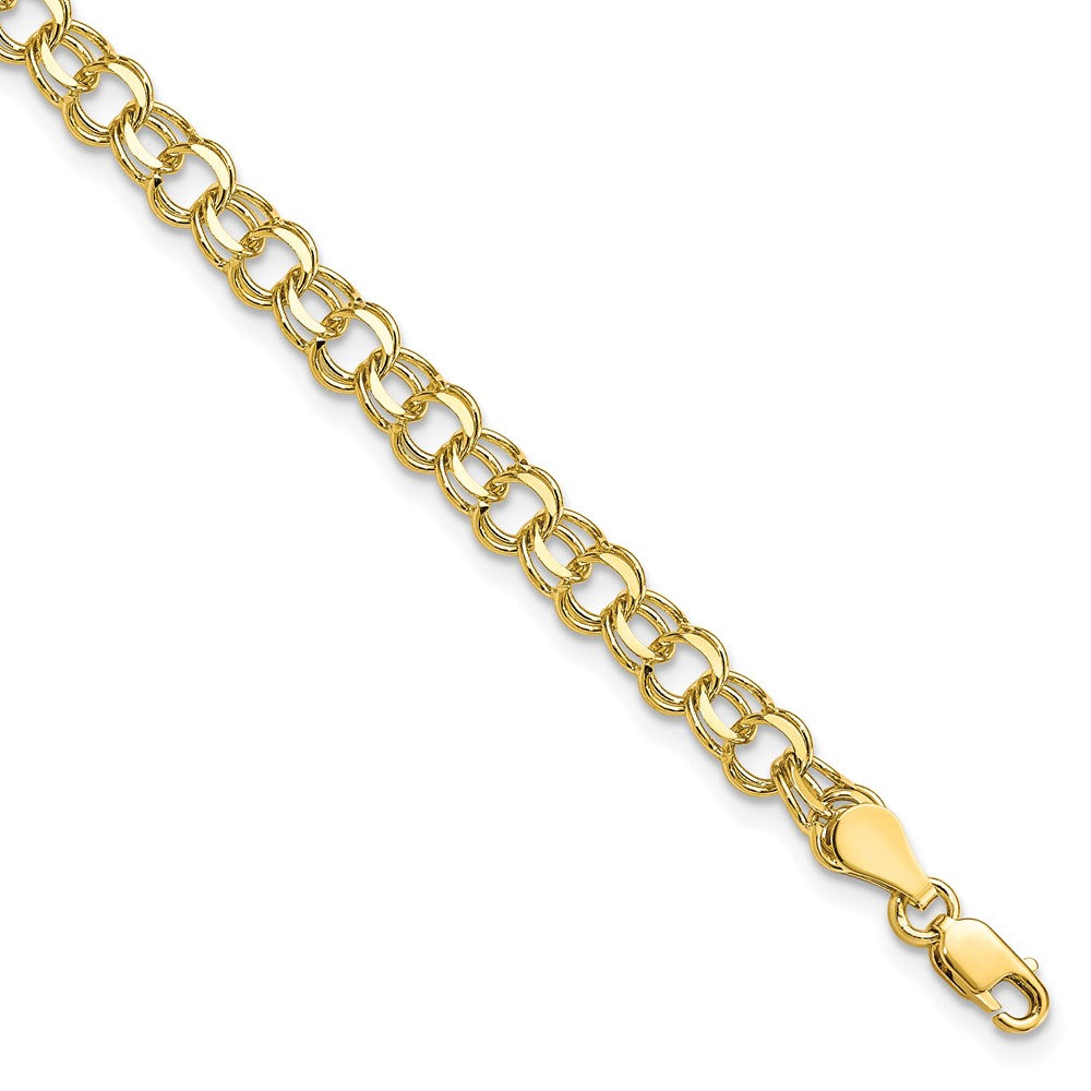 10k Solid Diamond-cut Double Link Charm Bracelet