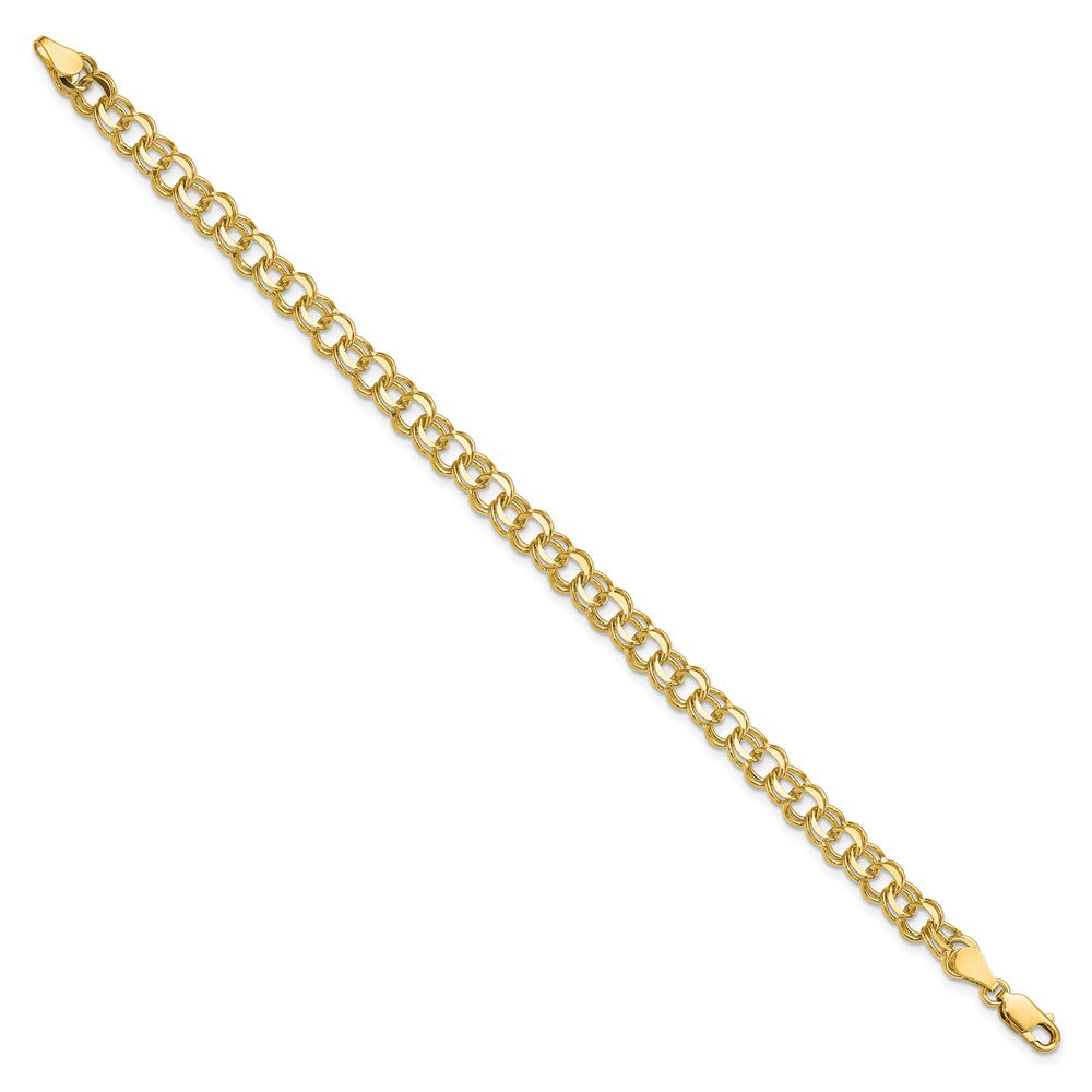 10k Solid Diamond-cut Double Link Charm Bracelet