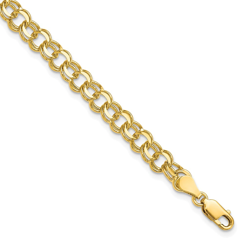 10k Solid Diamond-cut Double Link Charm Bracelet