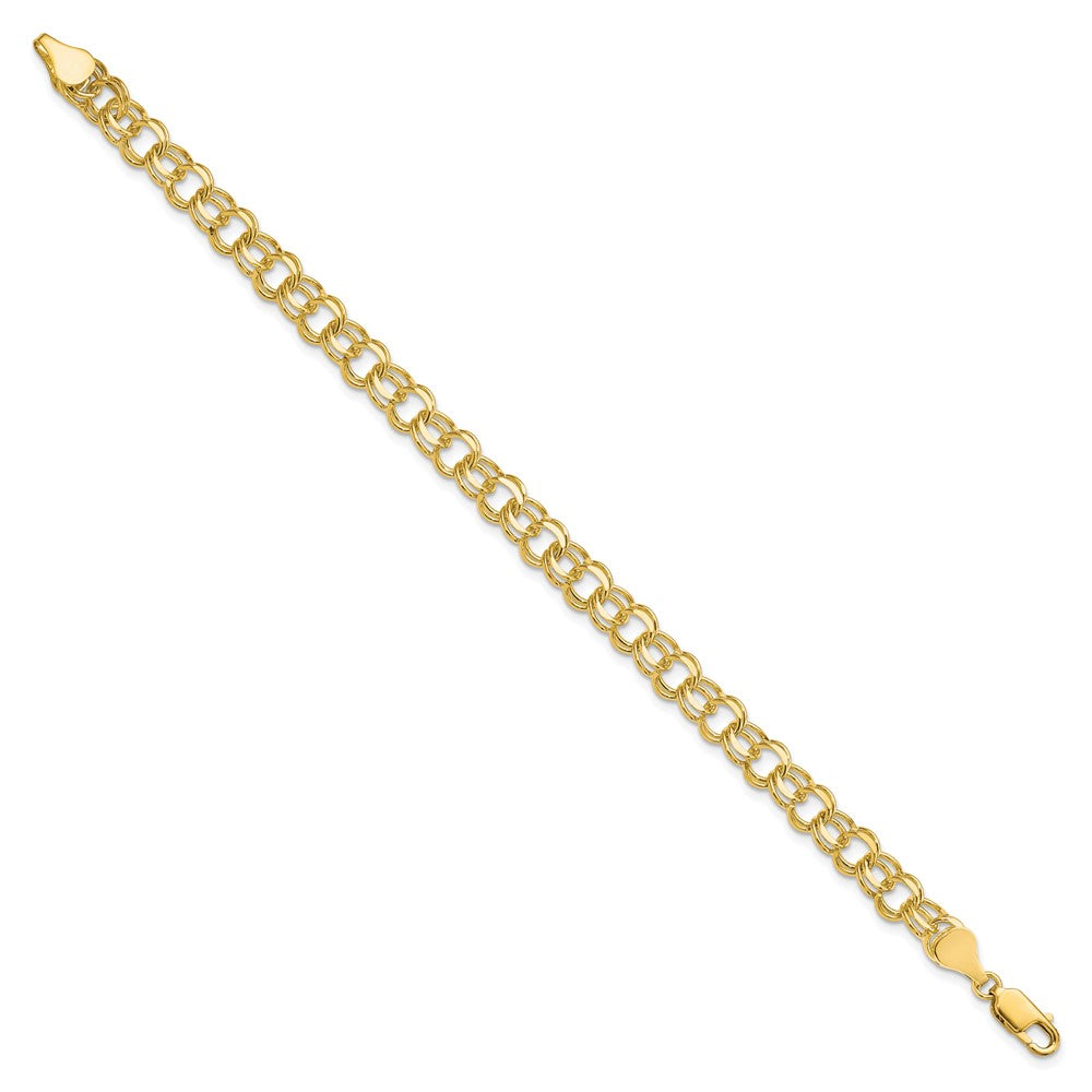 10k Solid Diamond-cut Double Link Charm Bracelet