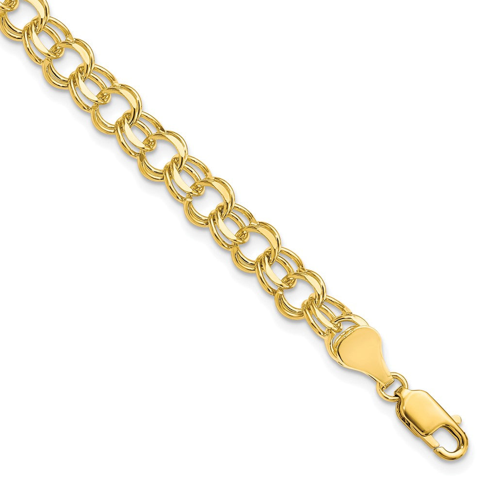 10k Solid Diamond-cut Double Link Charm Bracelet