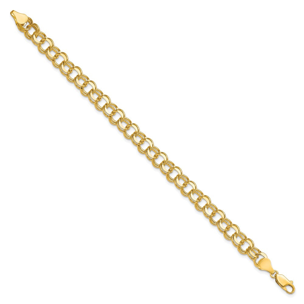 10k Solid Diamond-cut Double Link Charm Bracelet