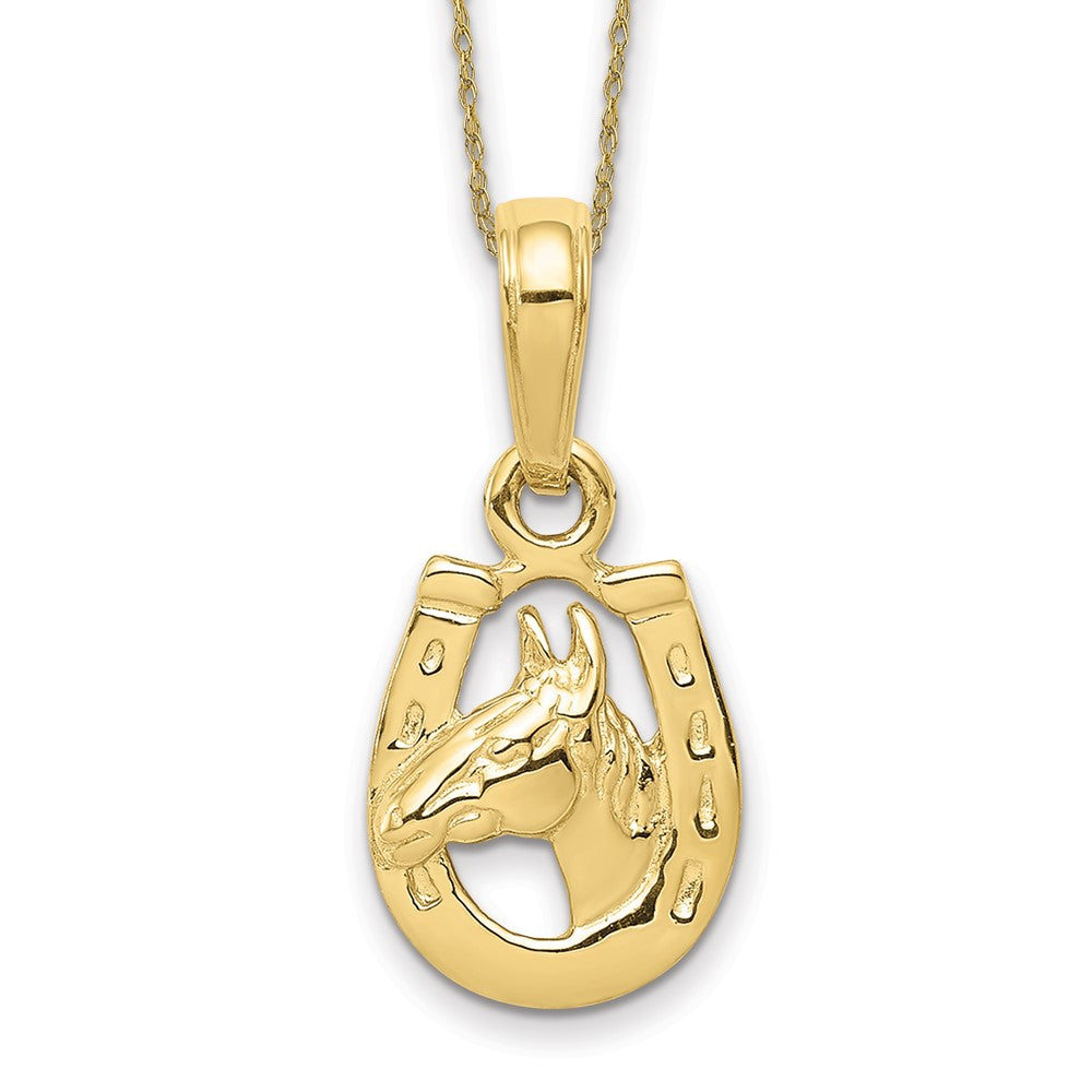 10k Horse Head in Horseshoe Necklace