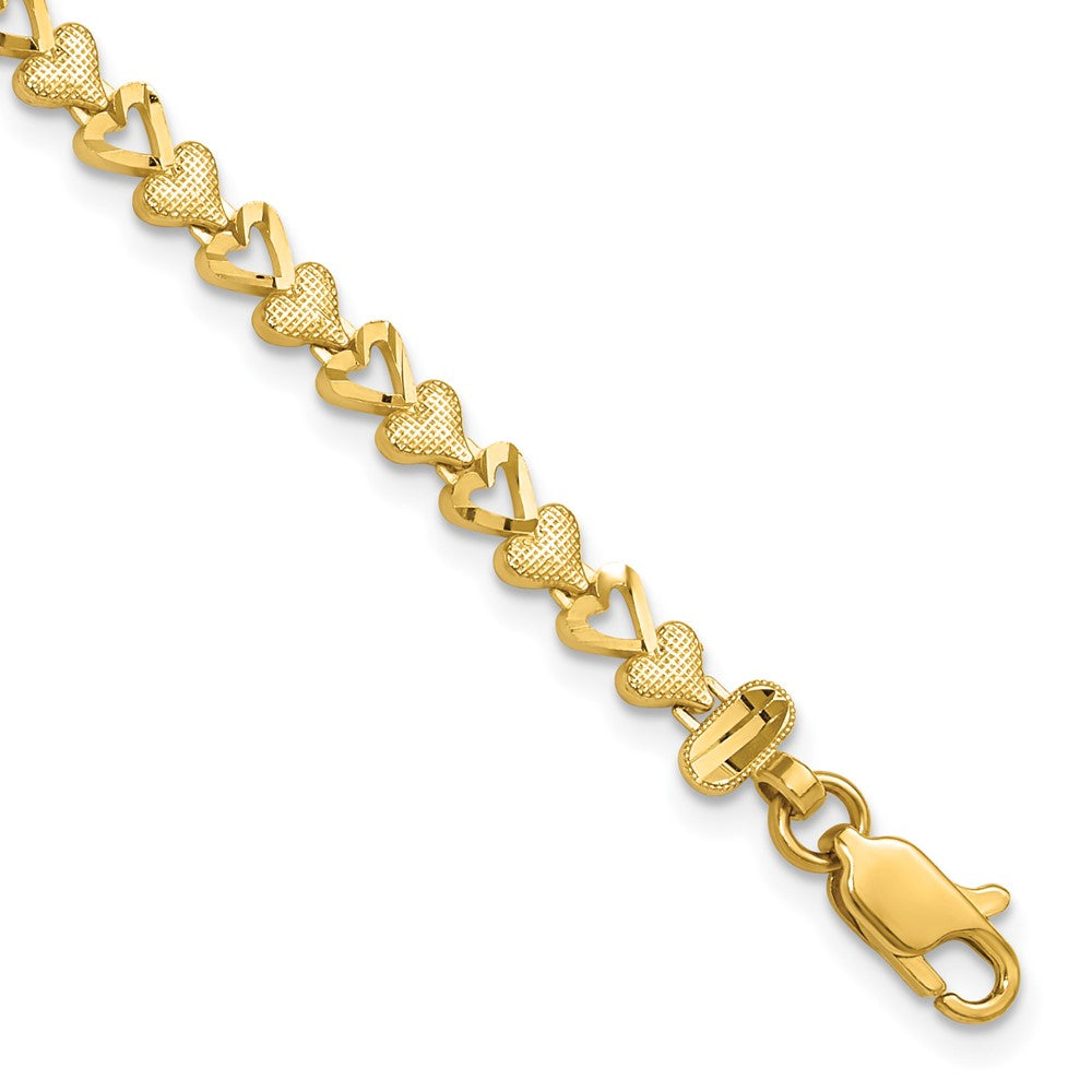 10k Diamond-cut Heart Bracelet