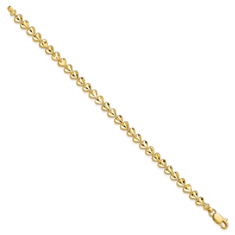 10k Diamond-cut Heart Bracelet