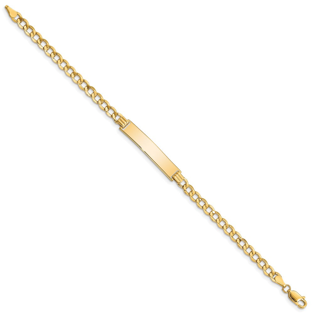 10k Polished Semi-Solid Chain/Solid Plate Curb Link 33x Plate ID Bracelet