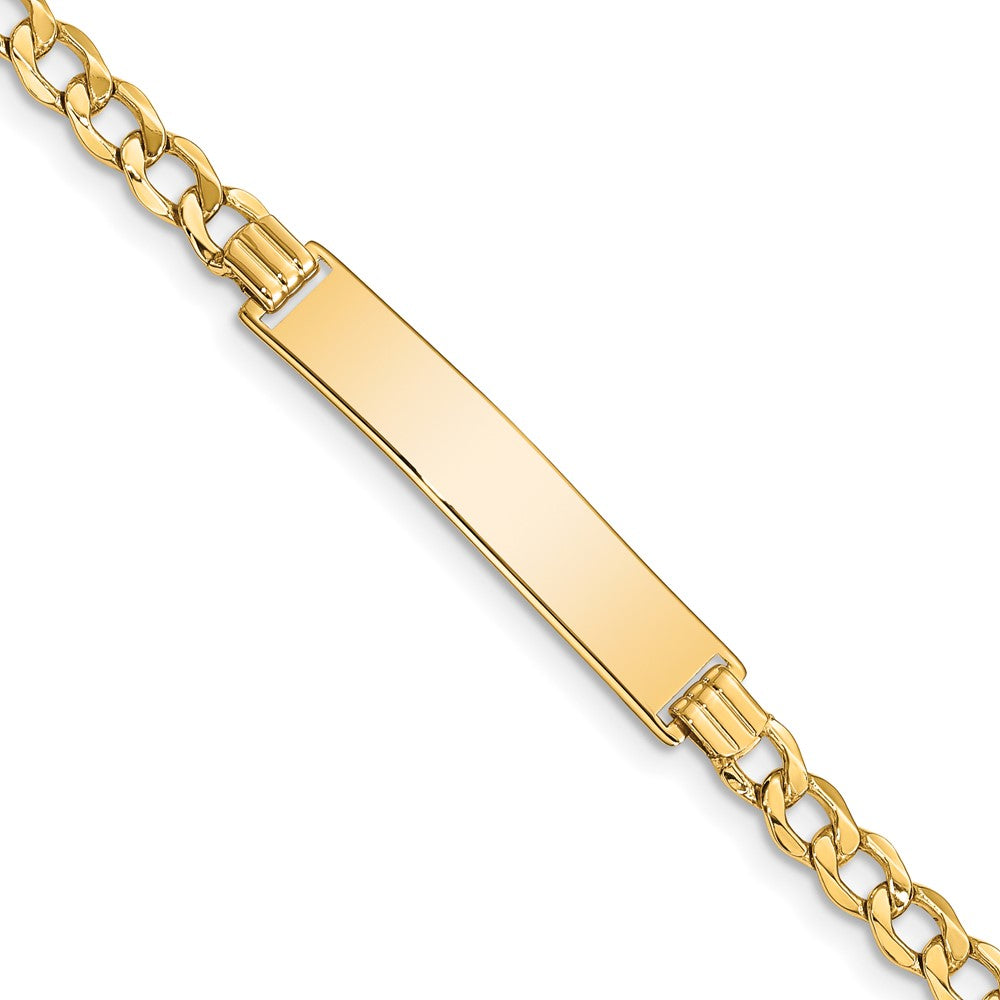10k Polished Semi-Solid Chain/Solid Plate Curb Link 33x Plate ID Bracelet