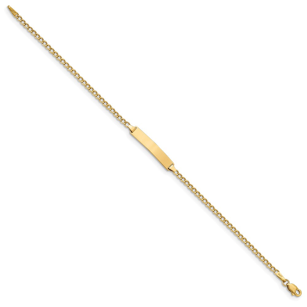 10k Polished Semi-Solid Chain/Solid Plate Cuban Link 23x Plate ID Bracelet