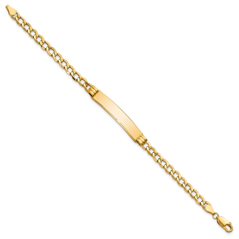 10k Polished Semi-Solid Chain/Solid Plate Cuban Link 35x Plate ID Bracelet
